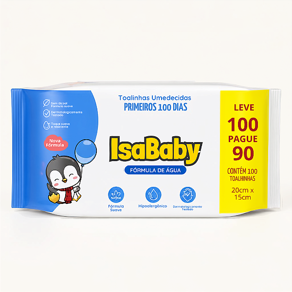 Toalha Umedecida Isababy Primeiro 100 dias L100 P90UN
