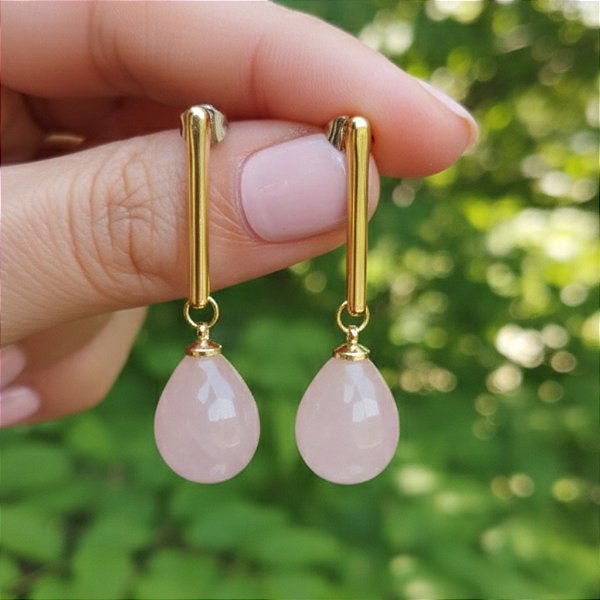 Brinco de Quartzo Rosa