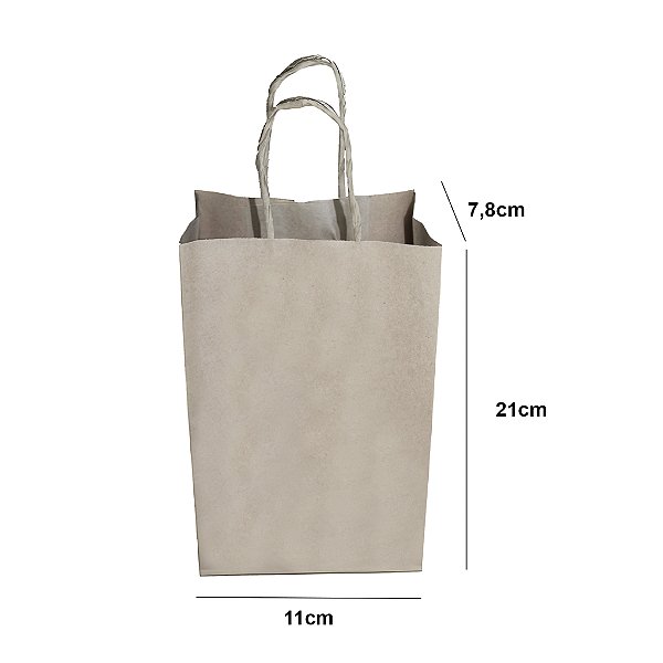 Sacola Kraft com Alça (lisa) PP 11cm x 21cm x 7,8cm com 100
