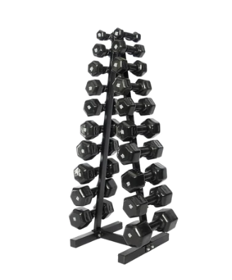 KIT TORRE EXPOSITORA COM PAR DE HALTERES SEXTAVADO 1-10KG