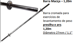 BARRA MACIÇA 1,20 CROMADA
