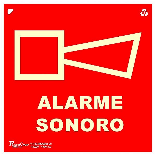 Placa E1 Alarme sonoro 20x20x0,05 cm