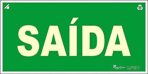 Placa S12 Saída, Fotoluminescente 13x26x0,05 cm