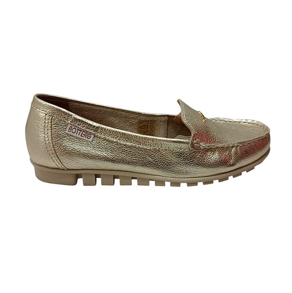 Sapato Feminino Bottero Em Couro Flexivel Dourado