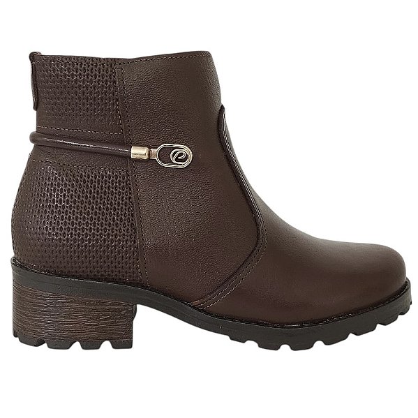Bota Pegada Feminina Couro Cano Curto Confortável