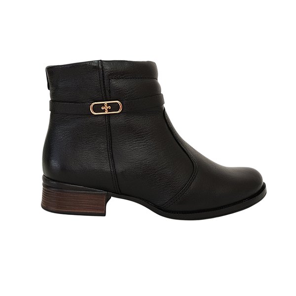 Bota Feminina Pegada Cano Curto Em Couro Macio Original
