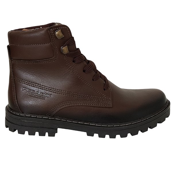 Bota Coturno Pegada Masculino Em Couro Original Casual Adventure Cano Médio Antiderrapante