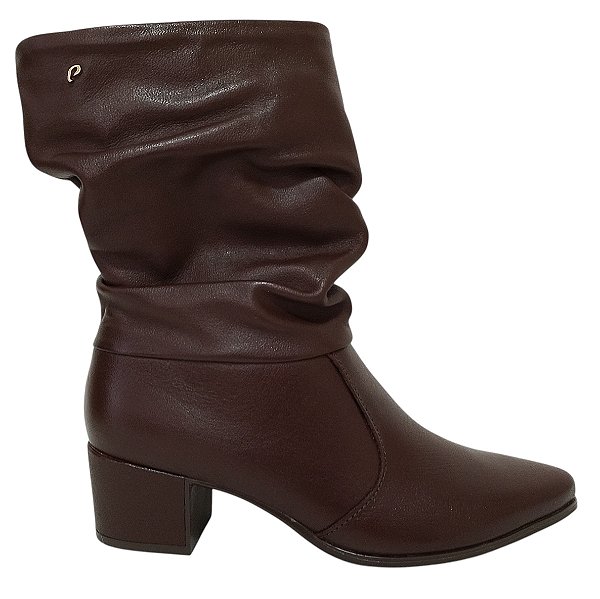 Bota Feminina Cano Longo Pegada Couro Legítimo Confortável Salto Médio Tendência Lançamento Outono Inverno Original