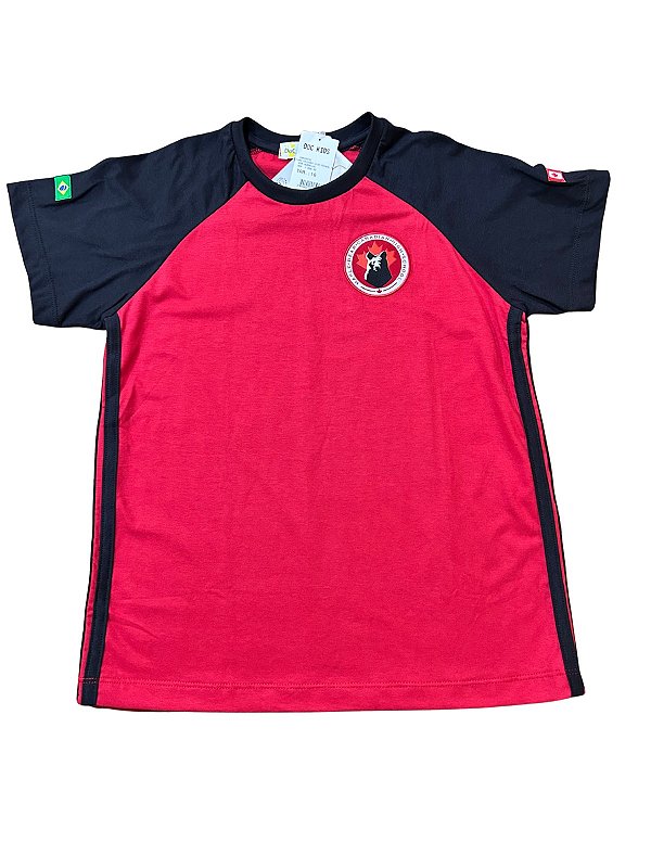 CAMISETA UNISSEX M.C 100% ALGODÃO VERMELHA MANGA PRETA HIGH SCHOOL