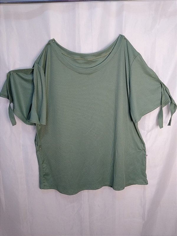 Blusa Manga Curta Canelado (Verde)