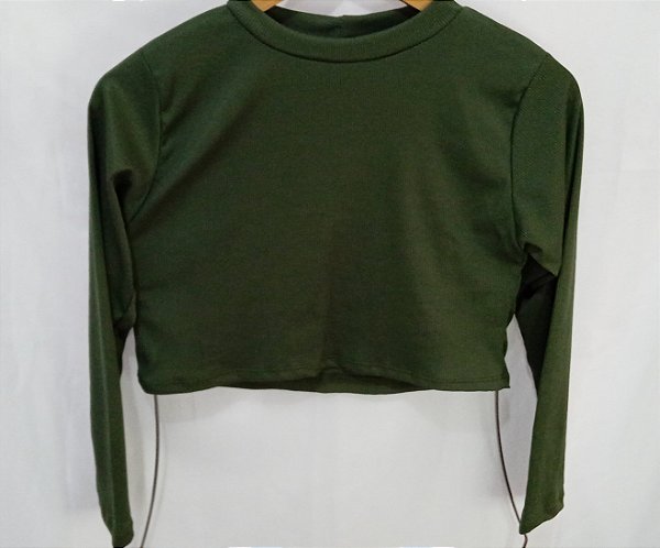 Cropped Princess mangas longas - Verde Militar