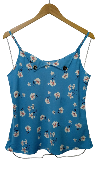 Blusa Alcinha Basic Flores -  Azul