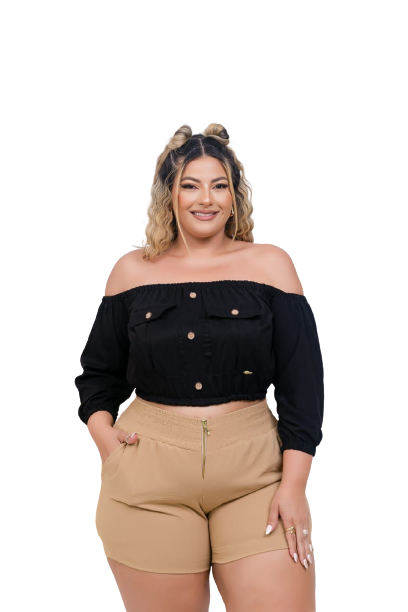 Cropped Suelle - Preto (Plus Size)