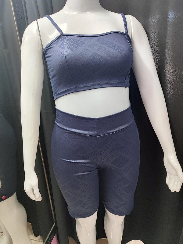 Conjunto Fitness Texturizado Gracinha - Azul Marinho