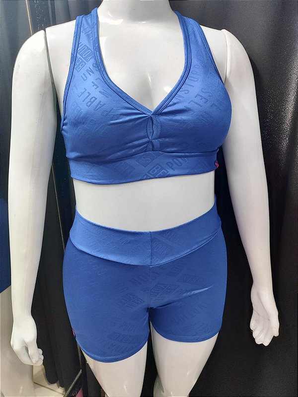 Conjunto Fitness Amanda Plus Size - Azul Royal