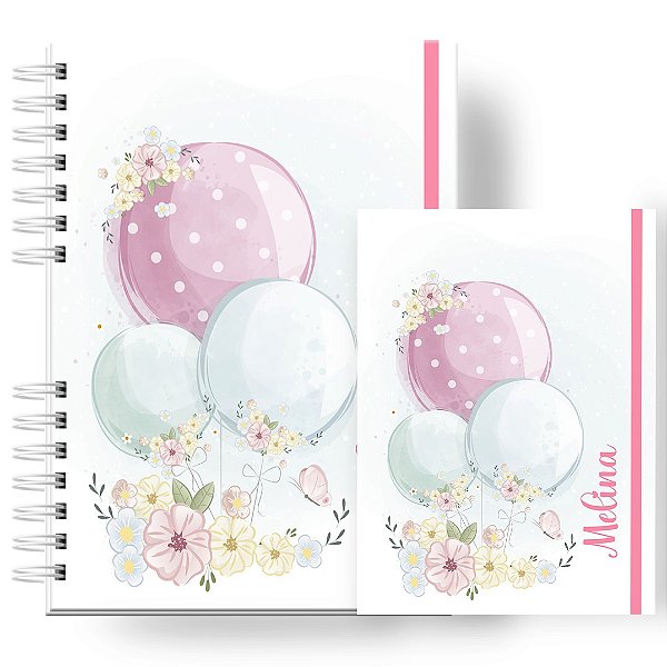 Caderneta + Porta Doc: Menina Balão