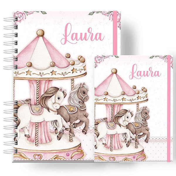 Caderneta + Porta Doc: Menina Carrossel