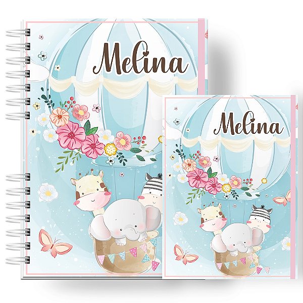 Caderneta + Porta Doc: Menina Animais Baloeiros