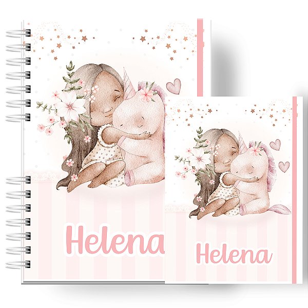 Caderneta + Porta Doc : Menina Unicórnio