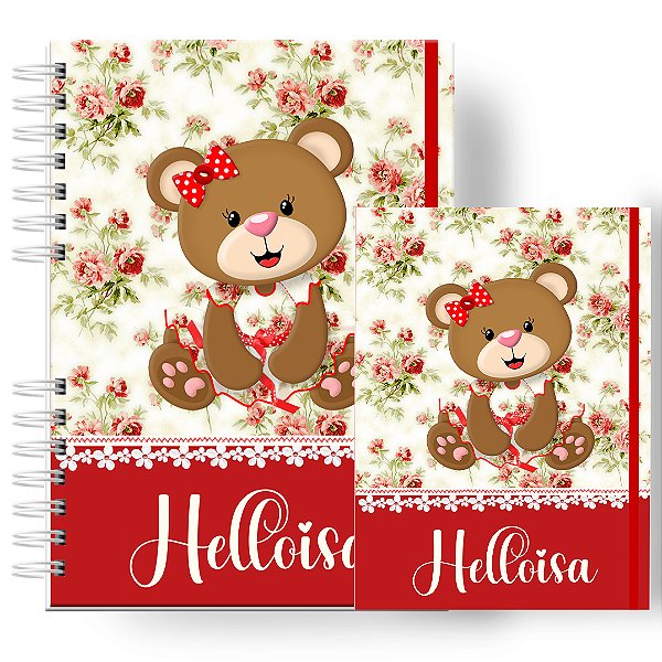 Caderneta + Porta Doc: Menina  Ursinha Vermelha