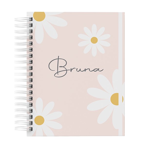 Agenda: Floral Rosa Flores Brancas