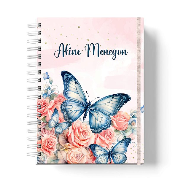 Caderno Capa Dura Personalizado C/Nome :  Borboleta Laranja (CAD-BB03)