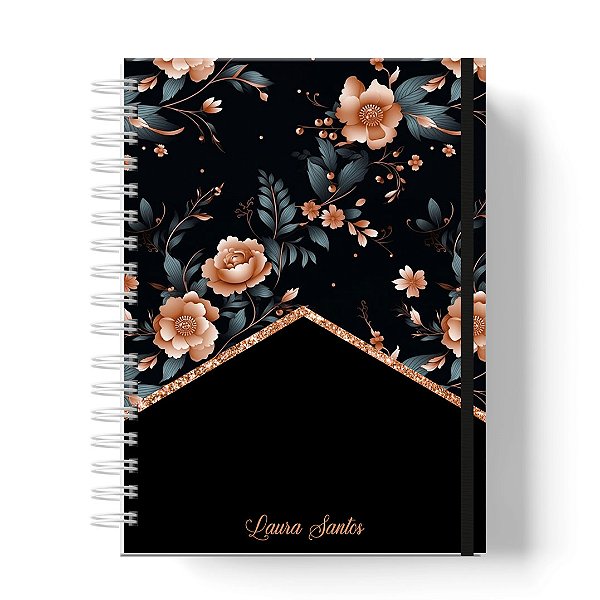 Caderno Capa Dura Personalizado C/Nome :  Floral  (CAD-FL08)