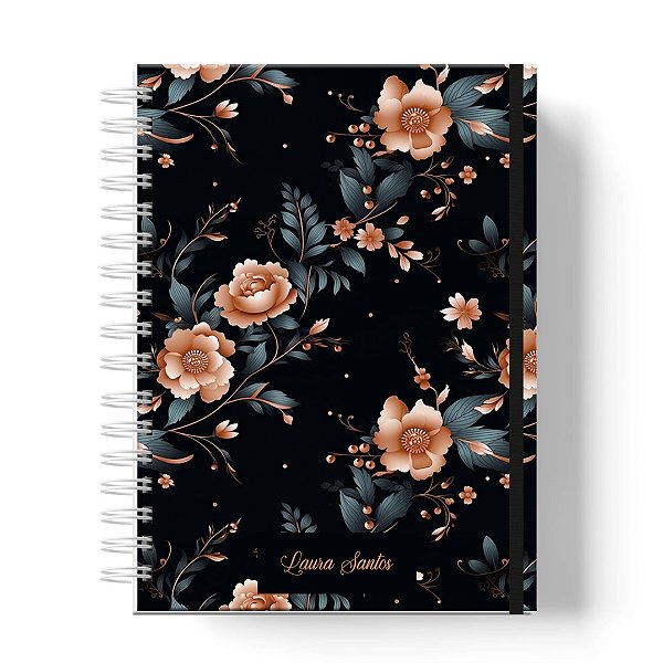 Caderno Capa Dura Personalizado C/Nome :  Floral  (CAD-FL09)