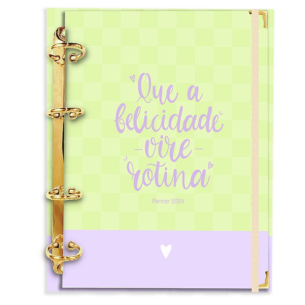 Fichário Agenda: Que a Felicidade Vire Rotina - Verde/Roxo