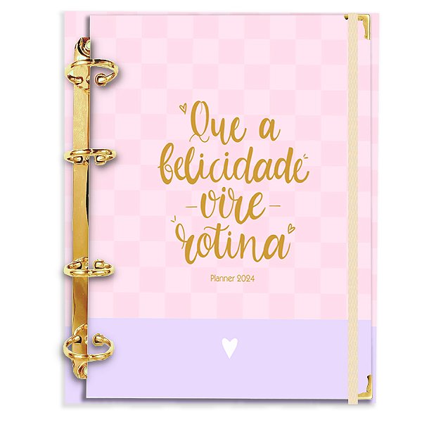Fichário Agenda: Que a Felicidade Vire Rotina - Rosa/Roxo