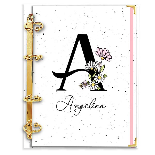 Fichário Agenda: Alfabeto Inicial do seu nome - Fundo Branco