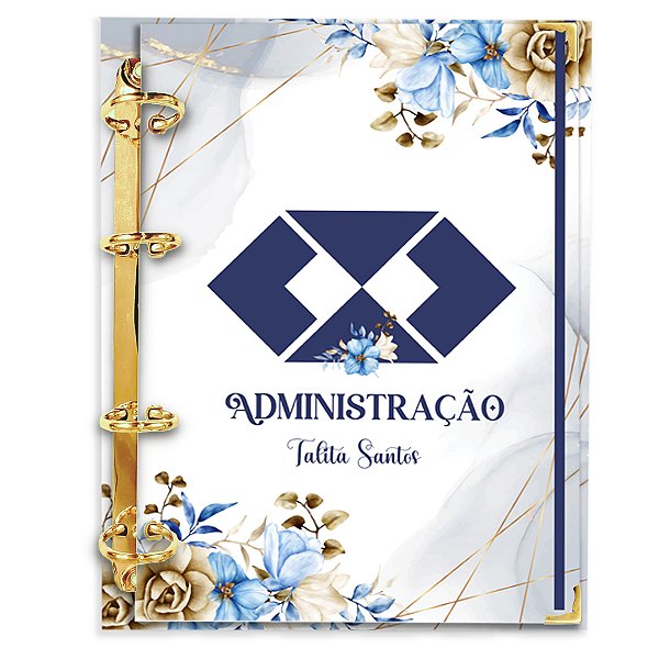 Fichário Agenda: Profissão Logo Adminstração - Floral Azul
