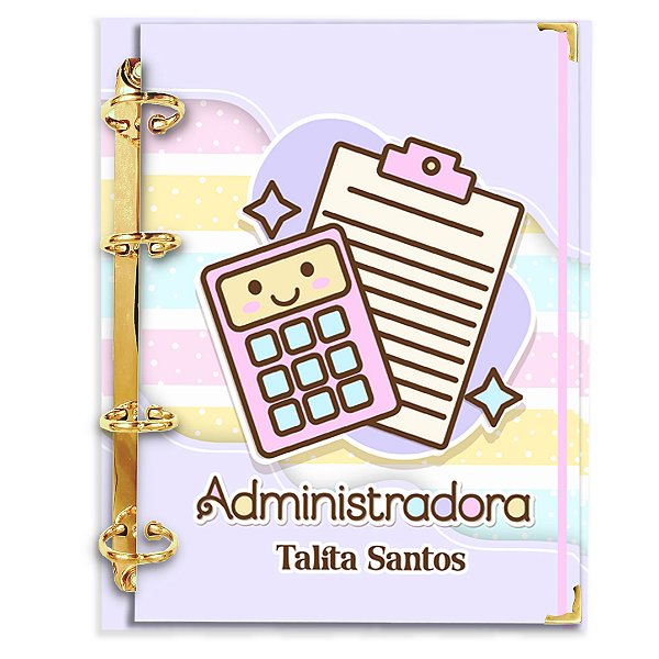 Fichário Agenda: Profissão Logo Adminstração - Cores Candy