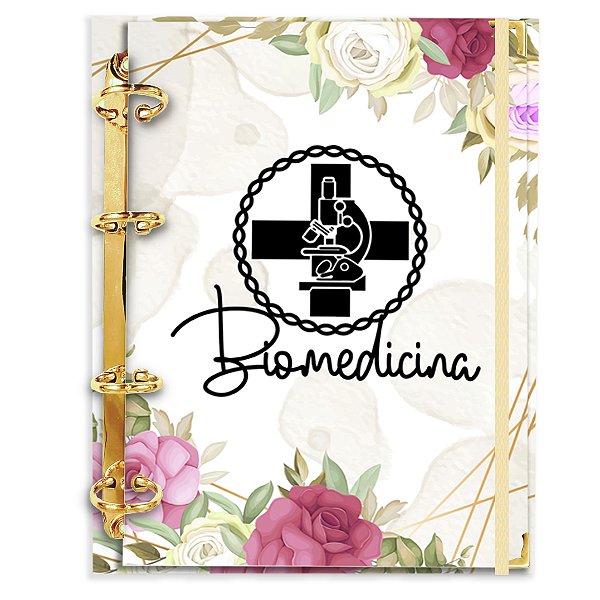 Fichário Agenda: Profissão Logo Biomedicina - Floral Marsala