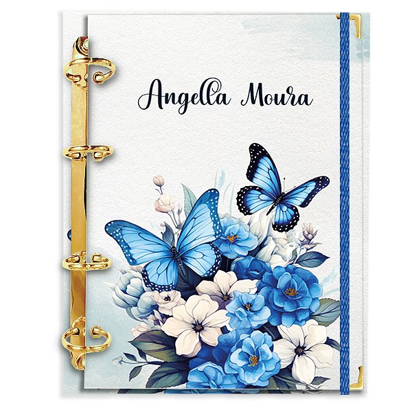 Fichário Agenda: Borboleta Jardim Azul
