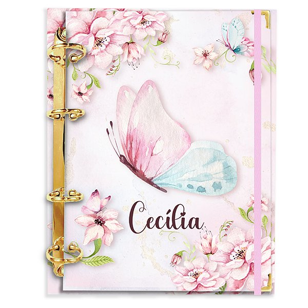 Fichário Agenda: Borboleta Rosa/Azul