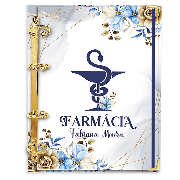 Fichário Agenda: Profissão Farmácia  Flores Azul
