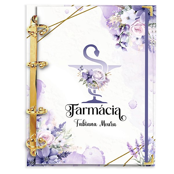 Fichário Agenda: Profissão Farmácia Flores Lilás/Roxo