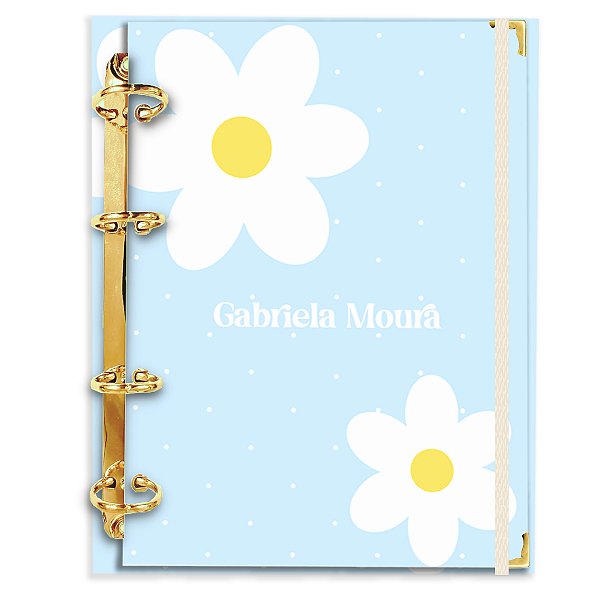 Fichário Agenda: Florzinhas Azul/Branco