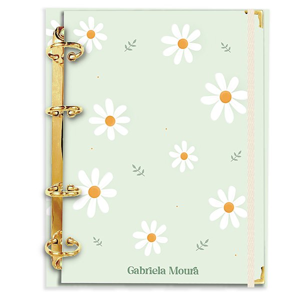 Fichário Agenda: Florzinhas Verde Clarinho