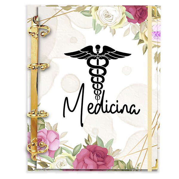 Fichário Agenda: Profissão Medicina Símbolo Floral Marsala