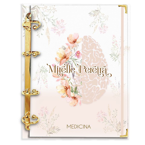 Fichário Agenda: Profissão Medicina Floral Bege Rosinha
