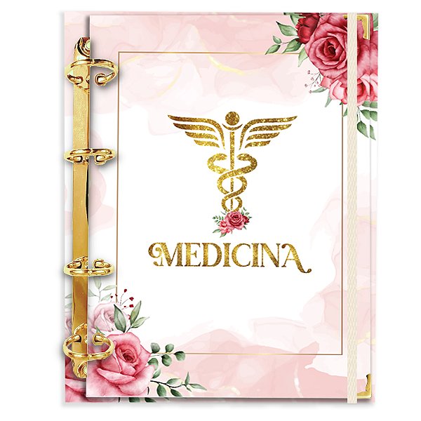 Fichário Agenda: Profissão Medicina Flores Vermelhas