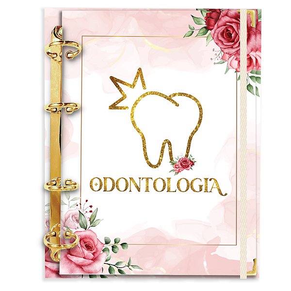 Fichário Agenda: Profissão Logo Odontologia Floral Rosa