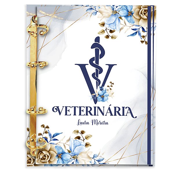 Fichário: Veterinária Floral Azul