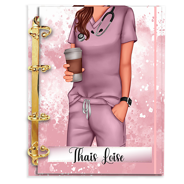 Fichário com 180 folhas: Mulher Roupa Lilás/Rosa PROFISSÃO