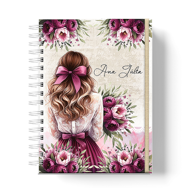 Planner de Estudos: Floral Laço Vinho/Marsala
