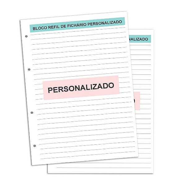 Refil PERSONALIZADO de Fichário com 180 Folhas