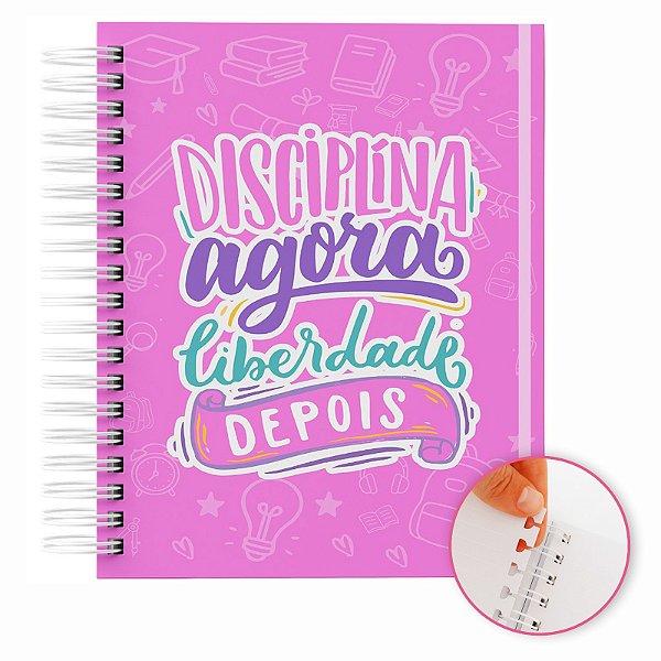 Caderno Reposicionável: 80 Folhas  | Capa Dura | 90g  Personalizado  Capa PINK