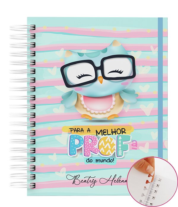 Caderno Reposicionável: 80 Folhas  | Capa Dura | 90g  Personalizado - Professor 01
